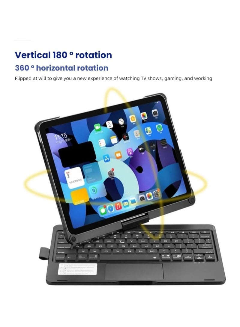 Backlit Rotating Keyboard Case for iPad 11-inch (A16) 2025, Multi-Function Tablet Cover with Touchpad and Pen Slot Bluetooth Keyboard - Image 2